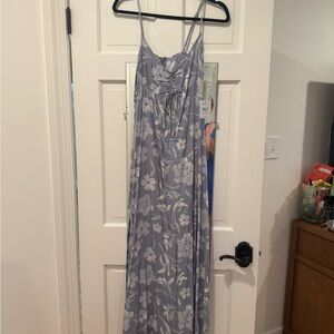 O'Neill Floral Maxi Dress - Light Blue and White
